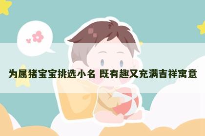 为属猪宝宝挑选小名 既有趣又充满吉祥寓意